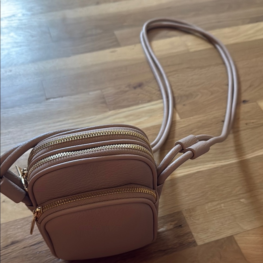 Anthropologie Tan Crossbody Bag with Adjustable Strap